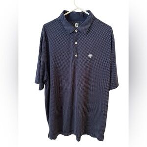 Footjoy Navy Blue Geo Dot print Golf Performance Shirt 2XL W/Logo